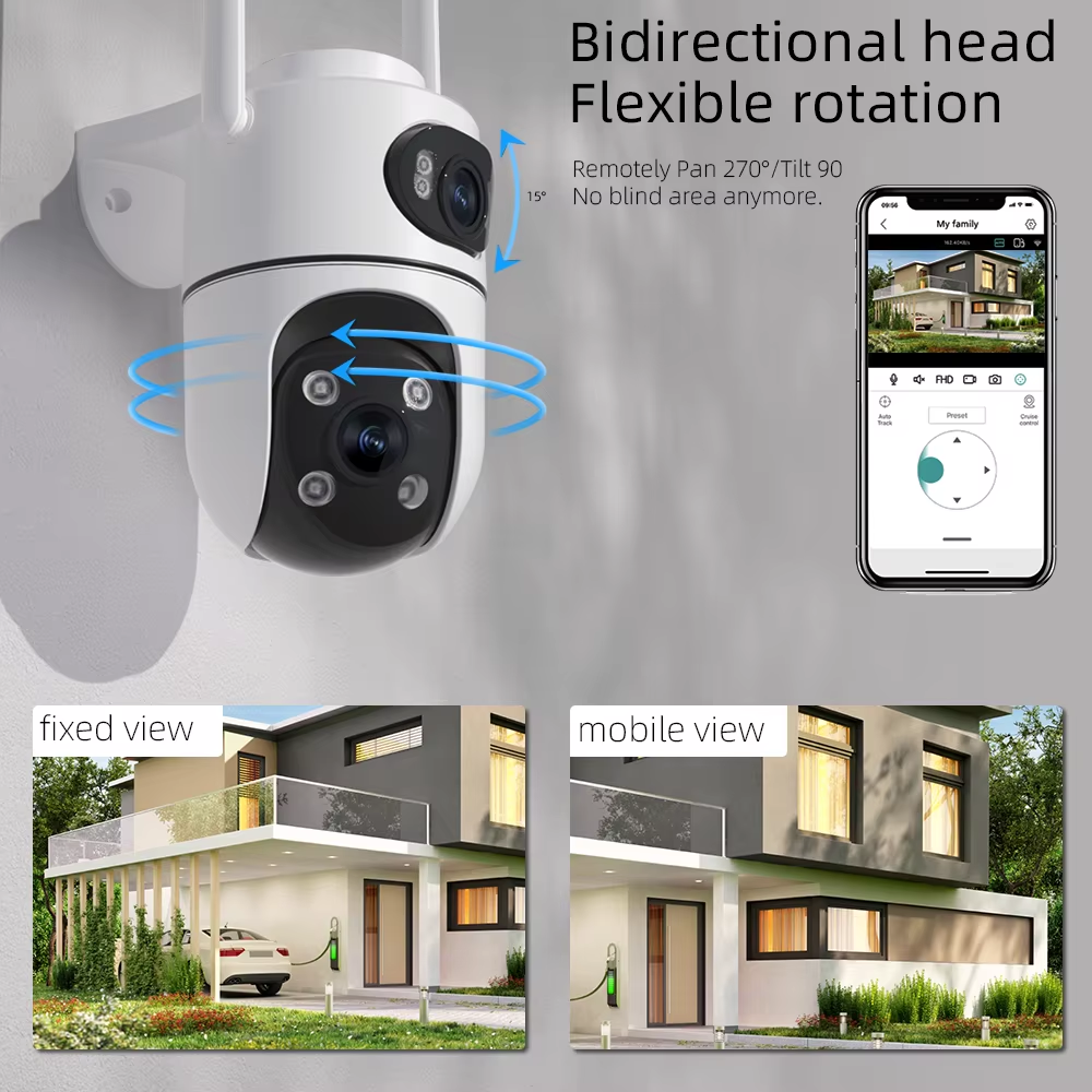 Ip Camera 6MP ICSee Dual Lens Indoor Security IP Camera 360 Remote Access Night Vision CCTV Cameractric Scissors Plastic Case Set