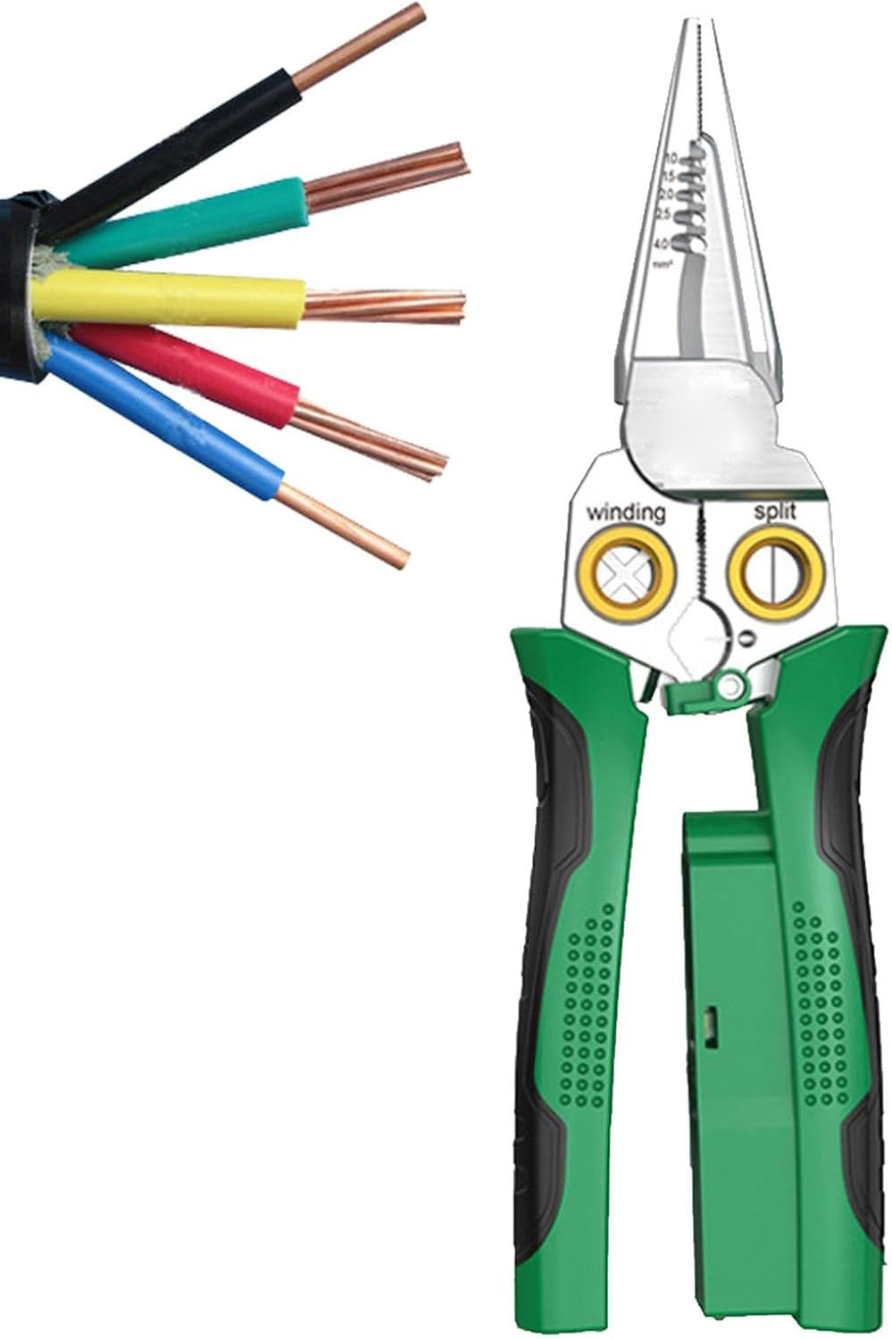 Multifunctional 8-in-1 Long Nose Stainless Steel Electrician Wire Stripper, High-Quality Non-Slip Wire Stripping Pliers