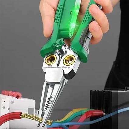 Multifunctional 8-in-1 Long Nose Stainless Steel Electrician Wire Stripper, High-Quality Non-Slip Wire Stripping Pliers