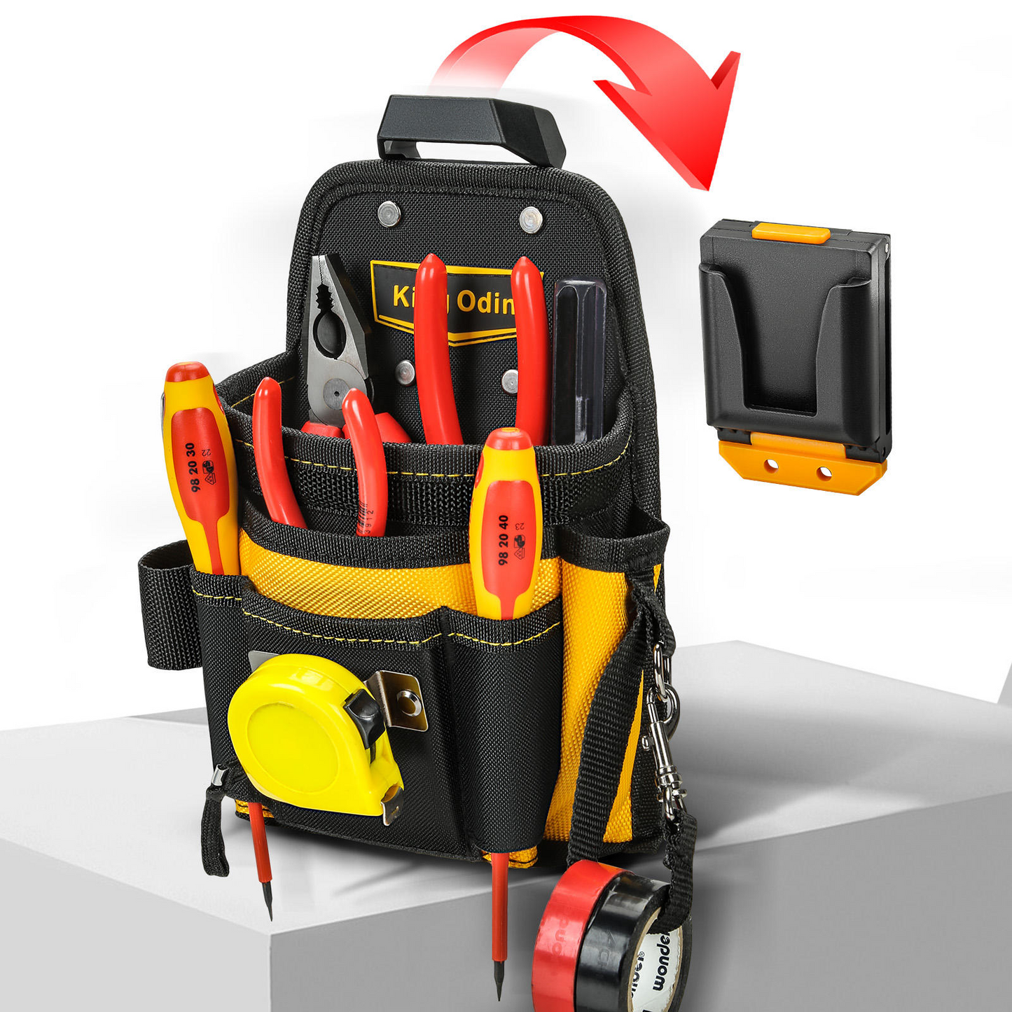 Multifunctional repair tool waist bag, clip-on technical system electrical tool bag, electrician waist bag
