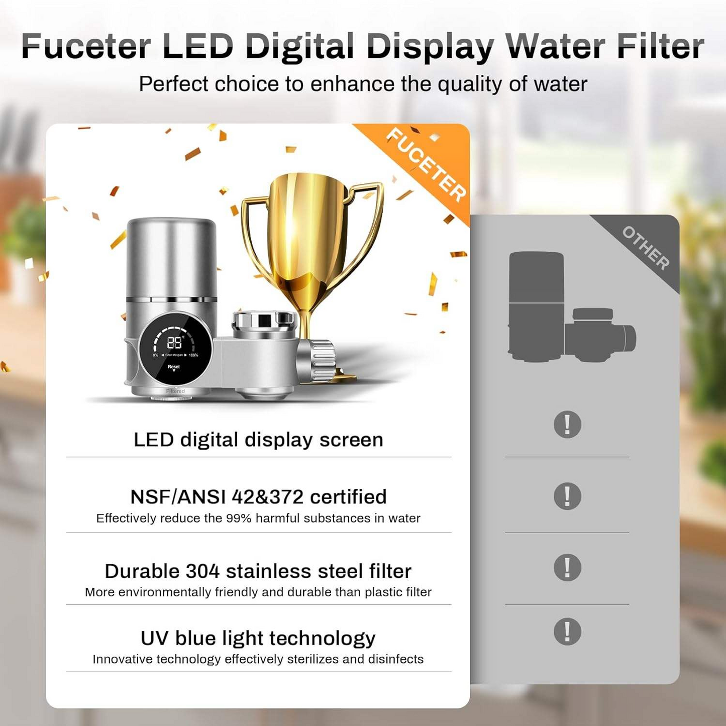 Household small smart faucet Uv kitchen water purifier faucet filter household faucet with ceramic filter