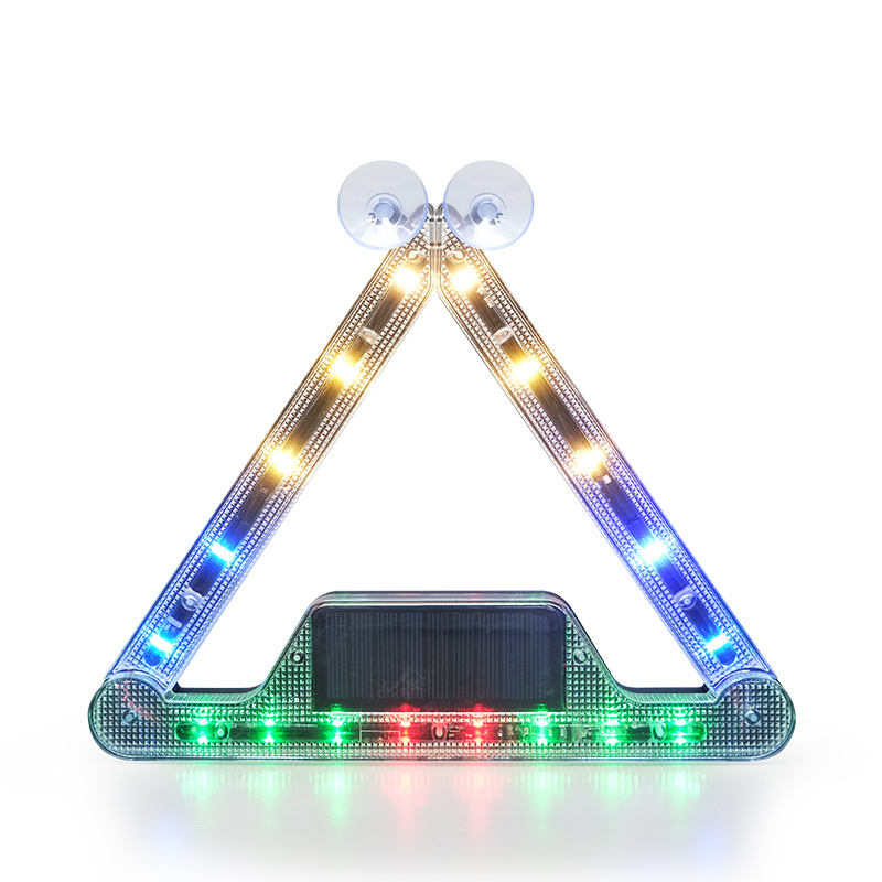 Solar wireless folding LED emergency vehicle light bar triangle car signal alarm car