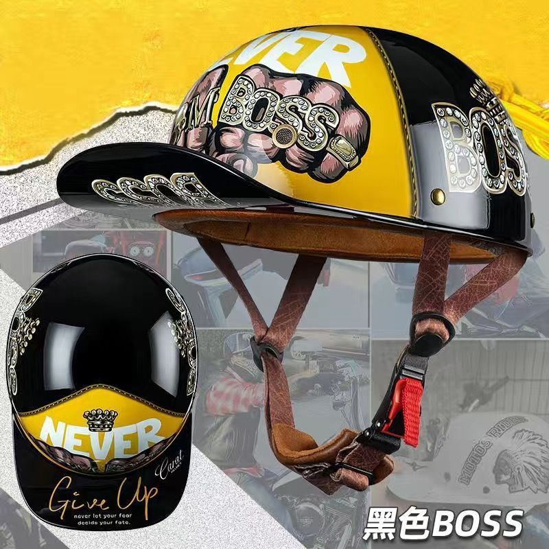 Fashion retro personality baseball cap helmet cycling helmet unisex summer motorcycle head helmet lightweight and fashionable