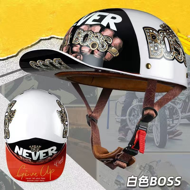 Fashion retro personality baseball cap helmet cycling helmet unisex summer motorcycle head helmet lightweight and fashionable