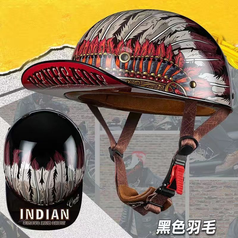 Fashion retro personality baseball cap helmet cycling helmet unisex summer motorcycle head helmet lightweight and fashionable