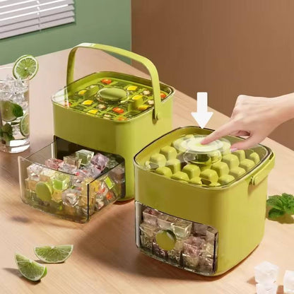 Portable 48-compartment ice bucket, ice maker, ice cube mold, ice freezer, food-grade, large capacity, household press-type ice tray
