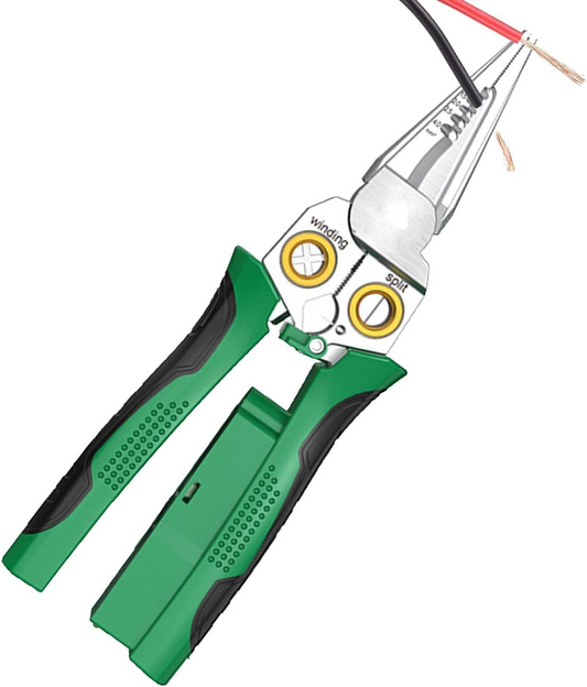 Multifunctional 8-in-1 Long Nose Stainless Steel Electrician Wire Stripper, High-Quality Non-Slip Wire Stripping Pliers