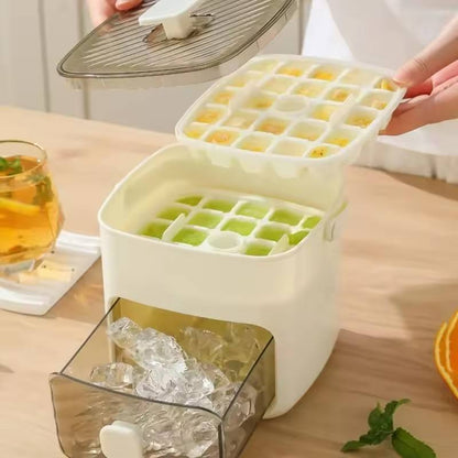 Portable 48-compartment ice bucket, ice maker, ice cube mold, ice freezer, food-grade, large capacity, household press-type ice tray