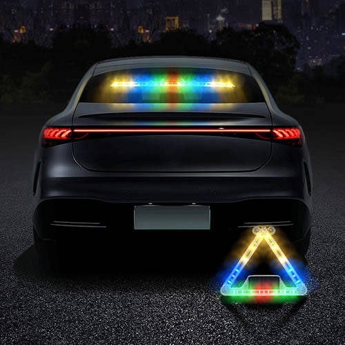 Solar wireless folding LED emergency vehicle light bar triangle car signal alarm car