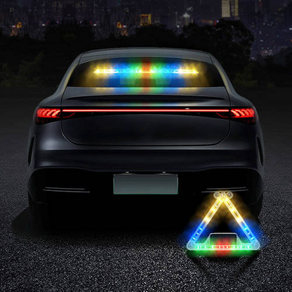 Solar wireless folding LED emergency vehicle light bar triangle car signal alarm car