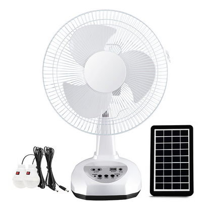 12-inch solar charging fan set with long battery life and high wind power for home outdoor use