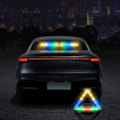 Solar wireless folding LED emergency vehicle light bar triangle car signal alarm car
