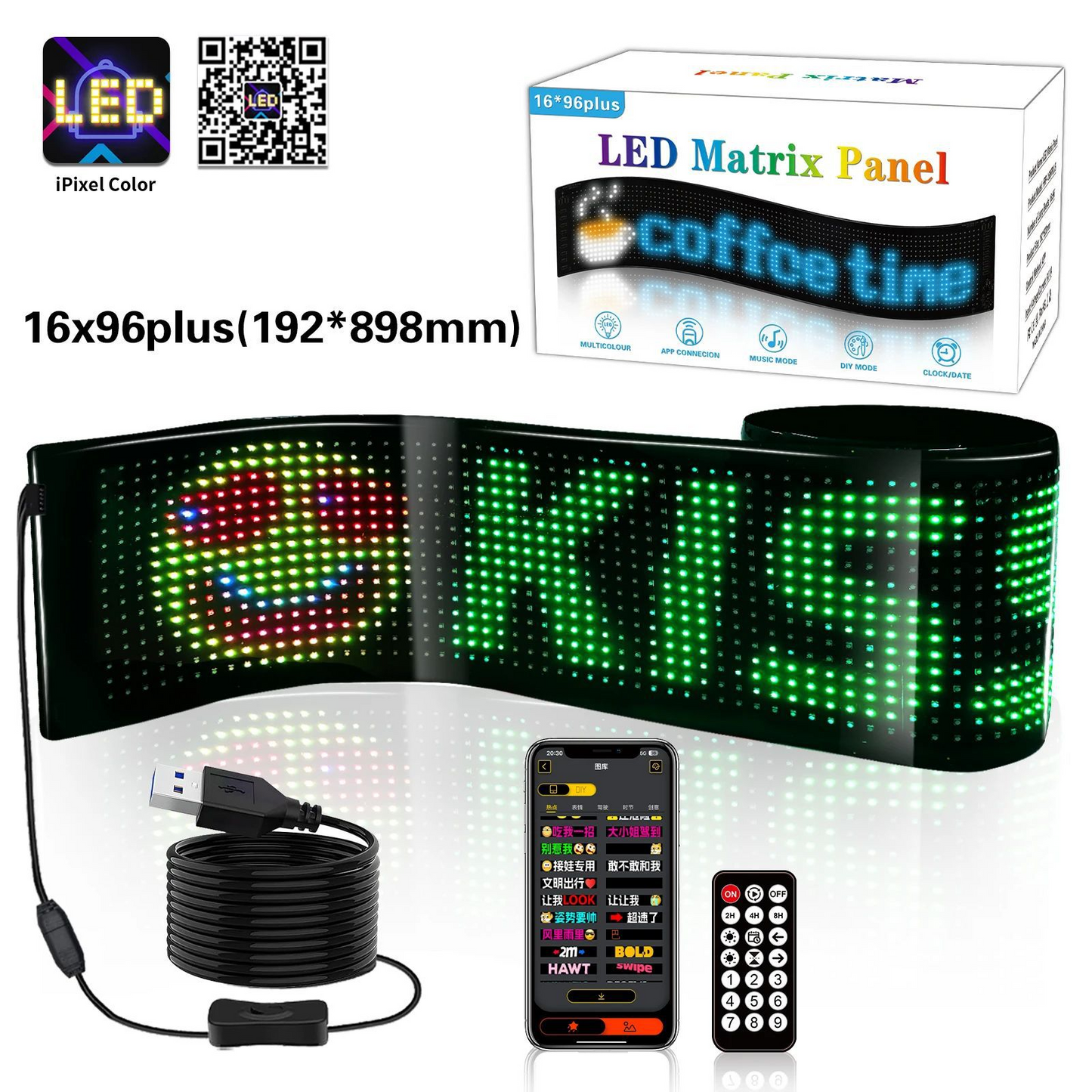 Truck Devil's Eye LED Lighting Soft Screen Car Truck Eye Light Bluetooth Dynamic LED Flexible Advertising Screen